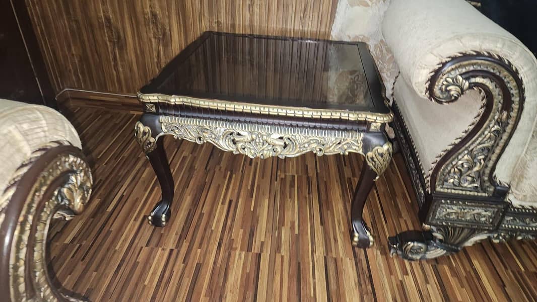 Chinioti solid wood 7 seater sofa with table set 10