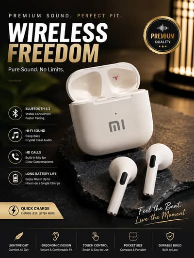 White Wireless Bluetooth Earbuds – Stylish & Comfortable
