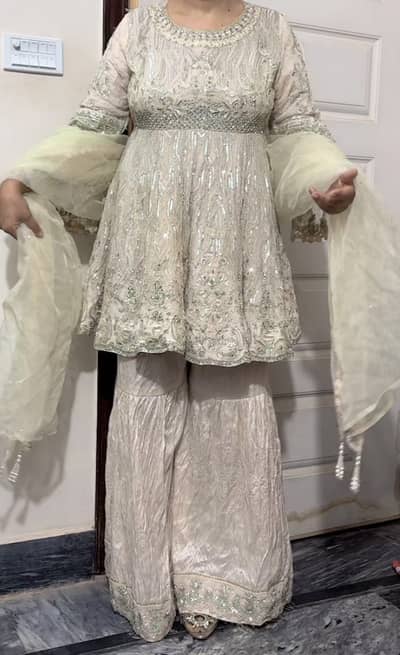 Fancy Peplum Sharara Gharara Large Size Party Wear Skin Color Price:1