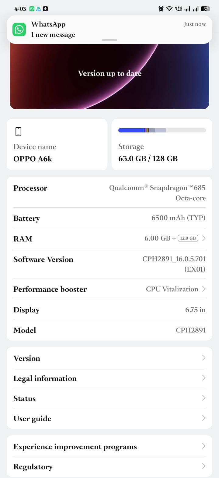 OPPO A6k 6