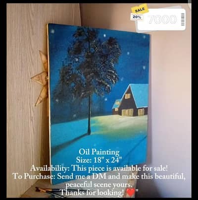 Hand made canvas snow fall painting