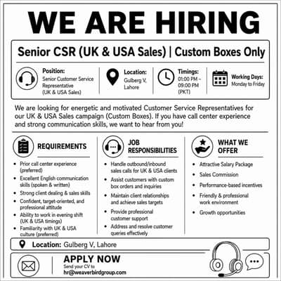 Sr. Customer support representative cum Sales Person
