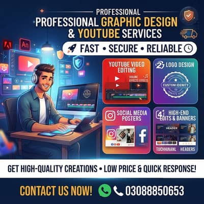 vedio editor , thumbnail making  , pic editing