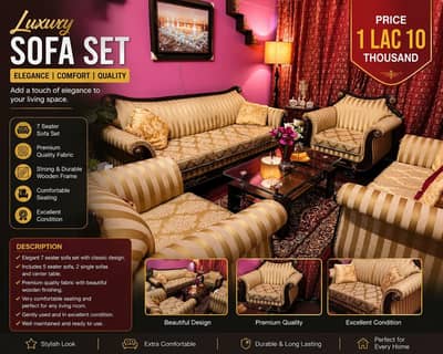 7 Seater Luxury Sofa Set – Elegant Design, Excellent Condition
