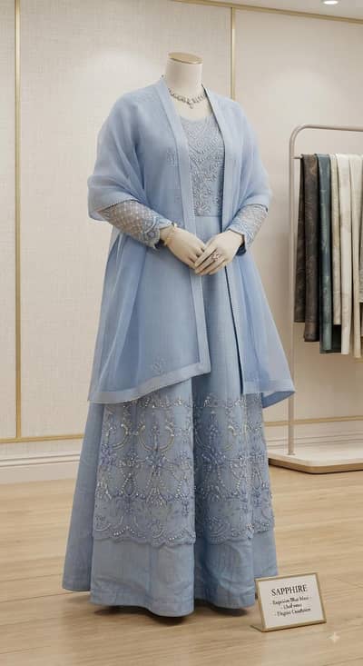 SAPPHIRE Elegant  Embroidered Maxi Dress Net – Like New