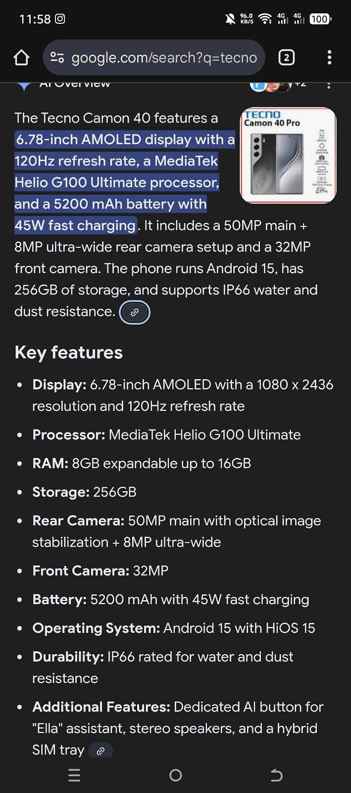 Tecno CAMON 40 4