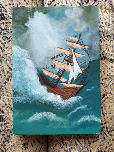 Handmade acrylic art. 4x6 canvas. freshly painted.