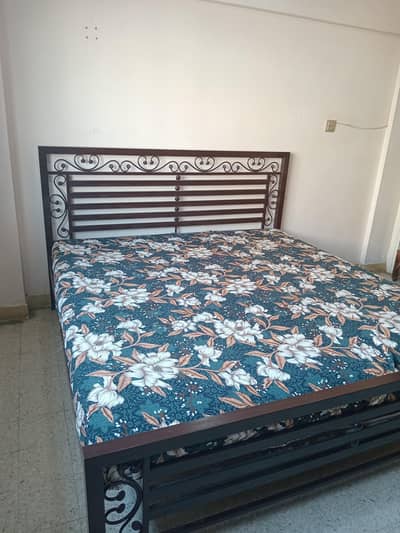 Iron King size bed with mattress