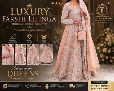 Luxury Farshii Lehngaa| Bridal wedding Dress|Premium Embroidery Lehnga