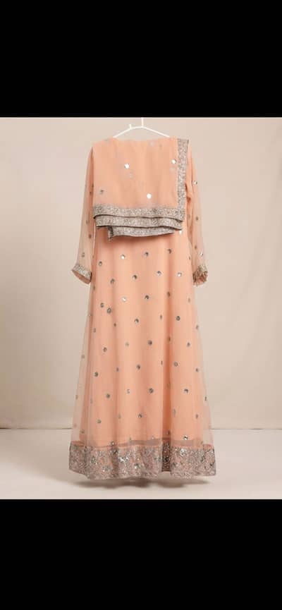 Peach Embellished Long Maxi Frock