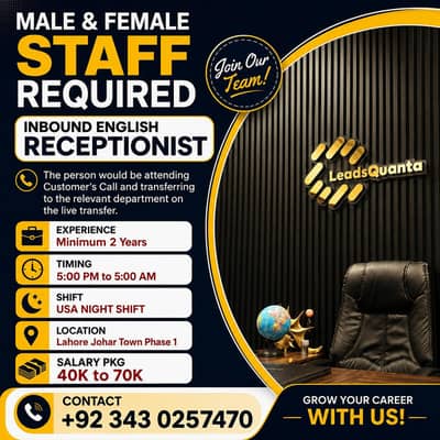 Inbound English Receptionist