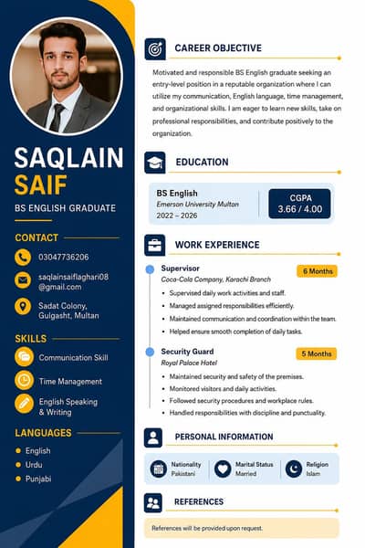 I want job in Multan