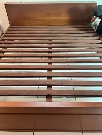 King Size Solid Wood Double Bed – Freshly Polished