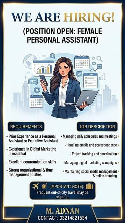 Female assistant required