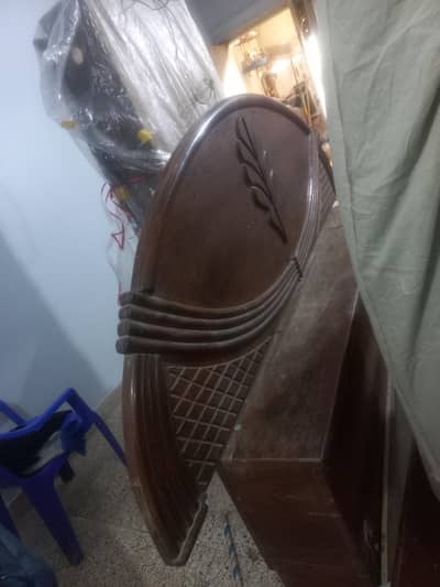 Bed and 3 door  Cupboard , Iron stand