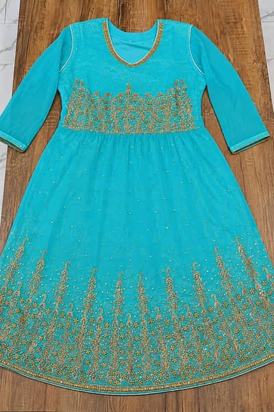 Beautiful Turquoise Embroidered Maxi Dress