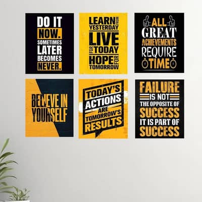 set of six motivational wall arts for home