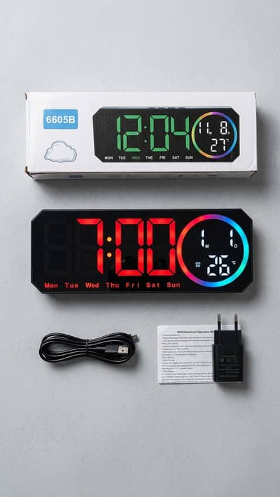 Modern Multifunctional Digital LED Wall & Table Clock (Model 6605B)