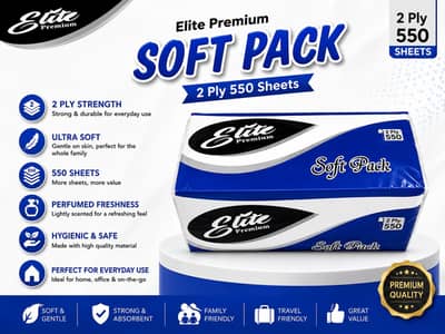 Elite Soft Pack Tissue Bundle - Plain & Perfumed Tissues (550 Sheets)