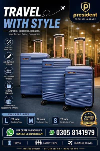 Premium Trolley Suitcase | Hard Shell Luggage Bag | Travel Bags