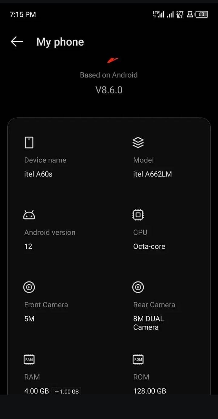 Itel A60s 2