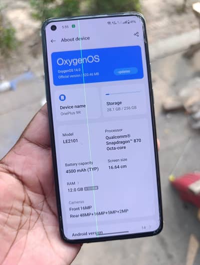 One Plus 9R  singal sim one line in display