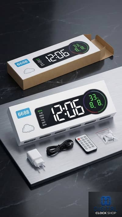 Large Modern Multifunctional Digital LED Wall Clock (Model 6688)