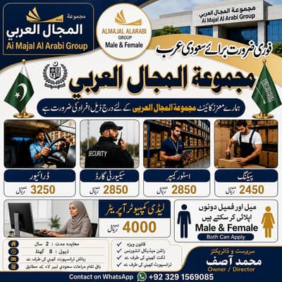Saudi Jobs Hiring 2026 | Male & Female Required | Al Majal Alarabi