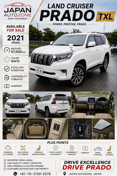 Toyota Land Cruiser Prado TXL 2021 – 7 Seater | Sunroof