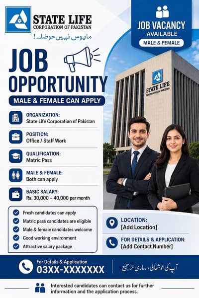 State Life Corporation of Pakistan – Job Opportunity