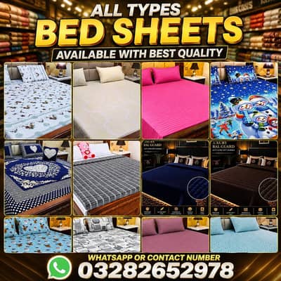 All types bed sheet's available singal or double bed sheet's