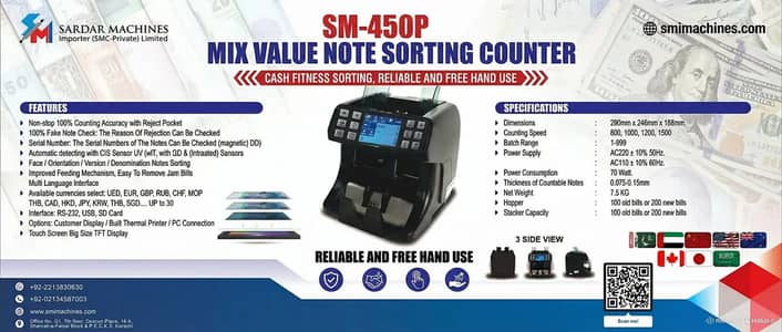 Cash counting mix note,bill counting machine counterfeit Detection No1