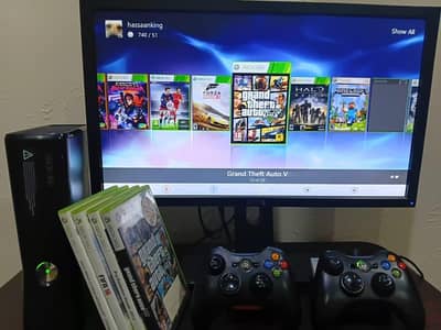 xbox 360 slim jailbreak with 5 CD and 2 controller
