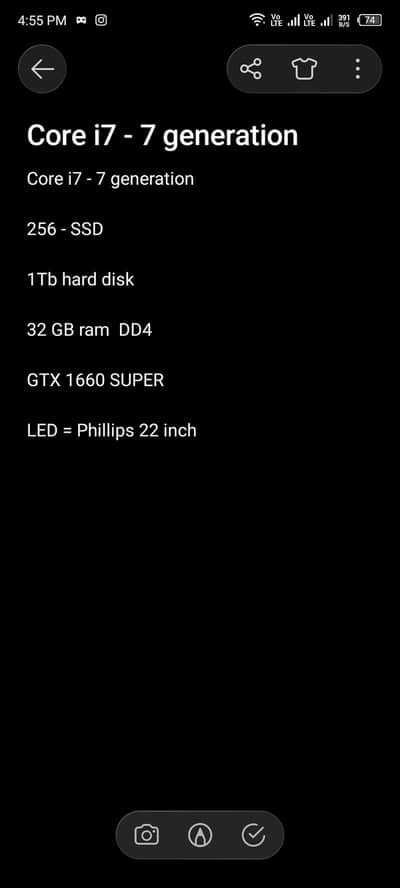CORE I7 -7 GENERATION WITH GTX 1660 SUPER 6GB