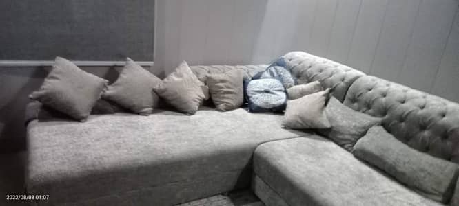 L shaped sofa with ottoman