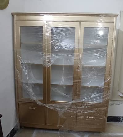 Brand New Crockery Wardrobe / Display Cabinet – Wooden Finish