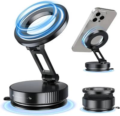 Vacuum Suction Magnetic Car Mobile Holder – 360° Rotating Stand (Mode