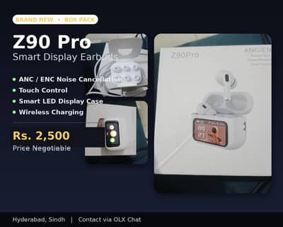 Z90 Pro Wireless Earbuds – Smart LED Display Case | ANC/ENC | Brand N