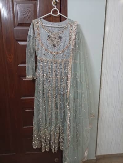 Grey party wear and bridal maxi