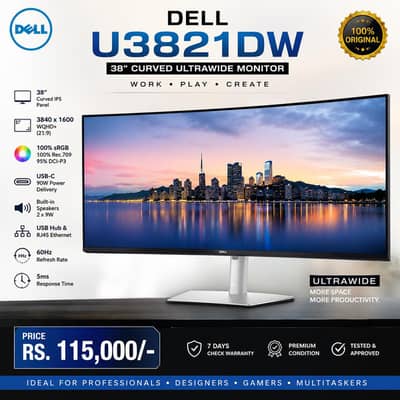 Dell UltraSharp U3821DW 38" Curved Led 4k | WQHD+ | USB-C ips for sale