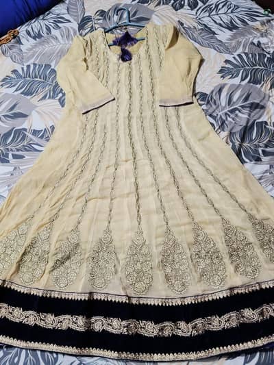 Heavy Embroidered Chiffon Kalion Wali Maxi / Frock (Medium to Large)