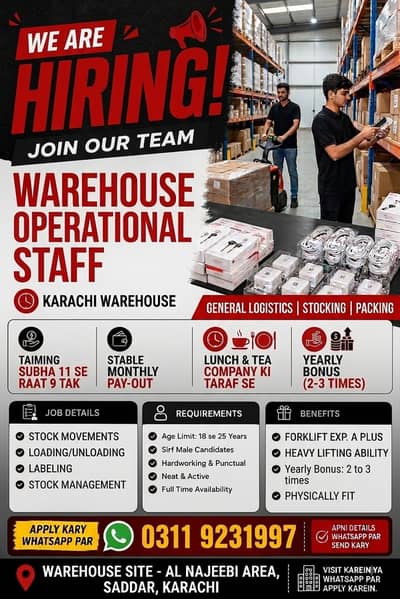 Hiring Warehouse & Packing Staff | Mobile Accessories Saddar [1, 6]