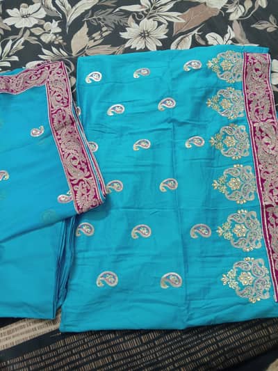 3 PCs indian unstitch suit lawn cotton fabric