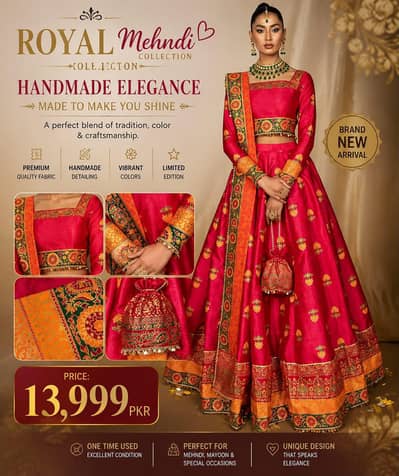 Brand New Royal Mehndi collection -Elegant pink & orange Lehnga