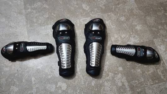 PRO BIKER STAINLESS STEEL ELBOW KNEE GUARD PAD PROTECTORS