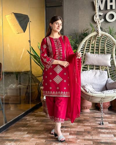 3 piece Embroidered Suit