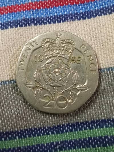 1995 UK British 20 Pence Coin – Queen Elizabeth II