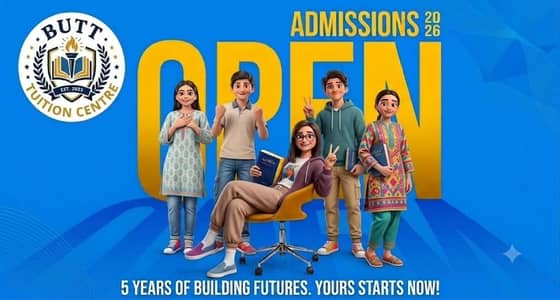 Admissions Open: Butt Tuition Centre | Nursery to Class 5 (Samanabad)