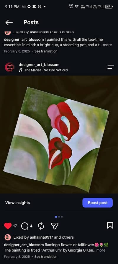Handmade Oil Painting - Red Anthurium Floral Canvas (1x1 FT)