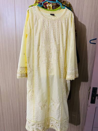 3 piece lemon colour dress size large 10/10 condition